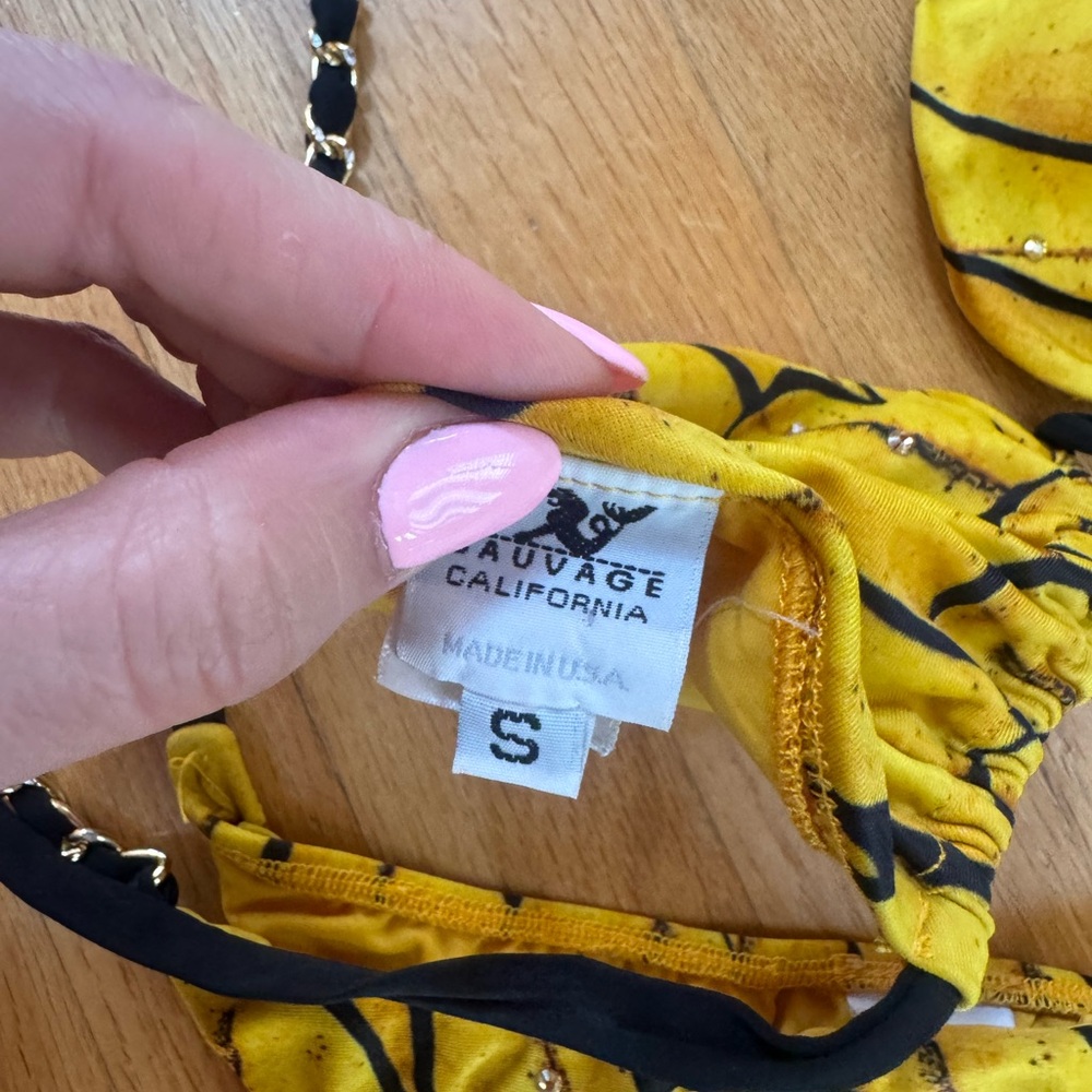 Yellow Patterned Triangle Bikini Set Sauvage - image 3